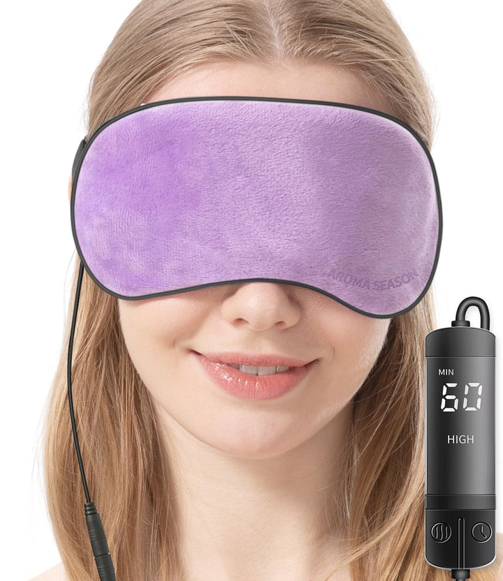 Heated Eye Mask, Warm Eye Compress for Dry Eyes MGD Stye Blephartitis Sinus Migraine, Graphene Heating Element with Natural Lavender Pack