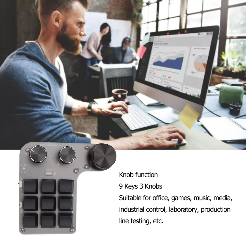 Mini Macro Mechanical Gaming Keyboard, 9 Keys 3 Knobs One Handed USB PC Keypad, Programmable Shortcut Custom Function, Dual Mode Connection, Gaming Keyboard!