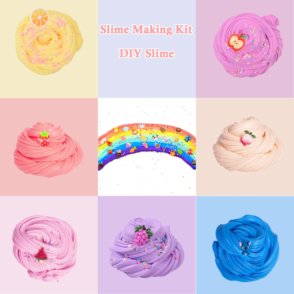 7 Pack Mini Butter Slime Kit for Girls 10-12, with Blue Slime, Lemon Watermelon and Peach Slime Charm etc,DIY Scented Putty Slime for Kids,Soft and Non-Sticky,Cute Stuff Toys