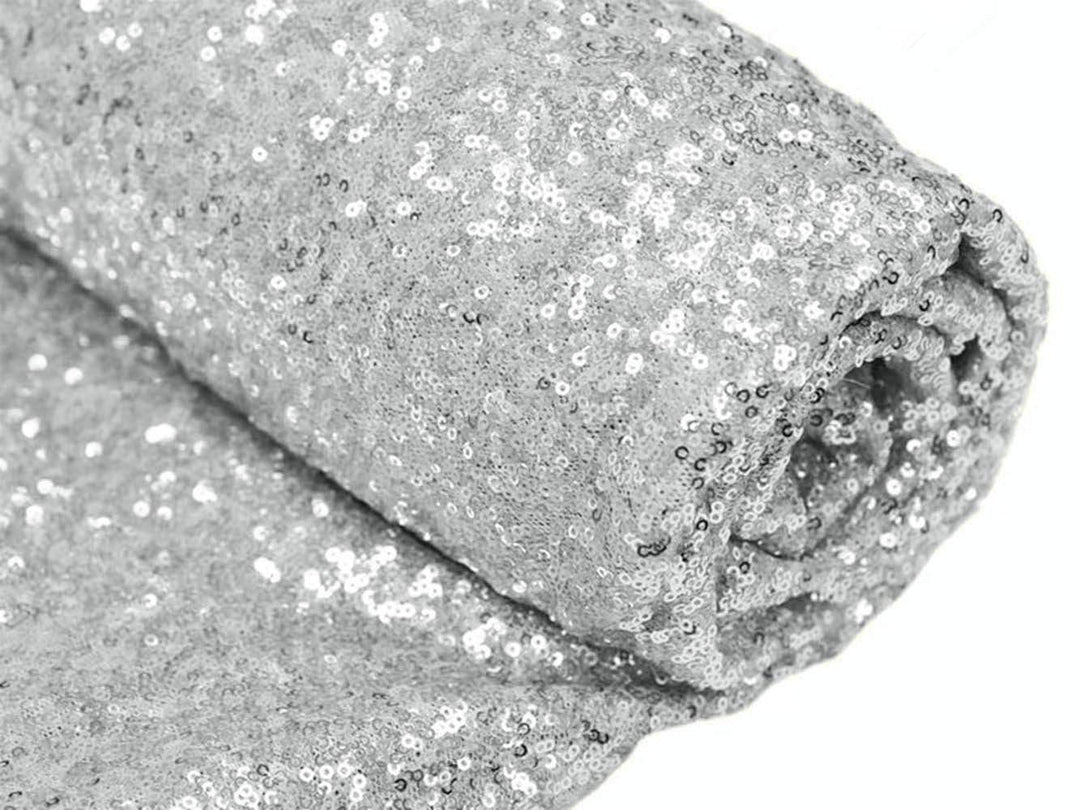 12 Feet 4 Yards Sequin Fabric, by The Yard, Sequin Fabric, Tablecloth, Linen, Sequin Tablecloth, Table Runner (Silver)