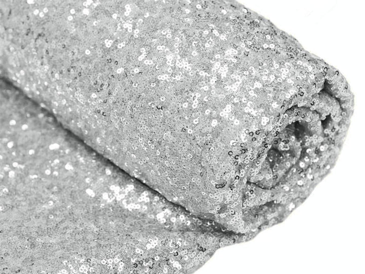 12 Feet 4 Yards Sequin Fabric, by The Yard, Sequin Fabric, Tablecloth, Linen, Sequin Tablecloth, Table Runner (Silver)