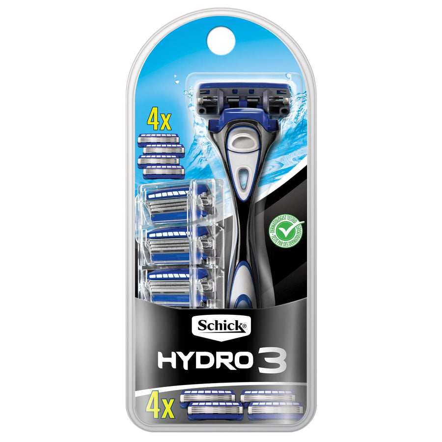 Hydro 3 Razor for Men Value Pack with 4 Razor Blade Refills