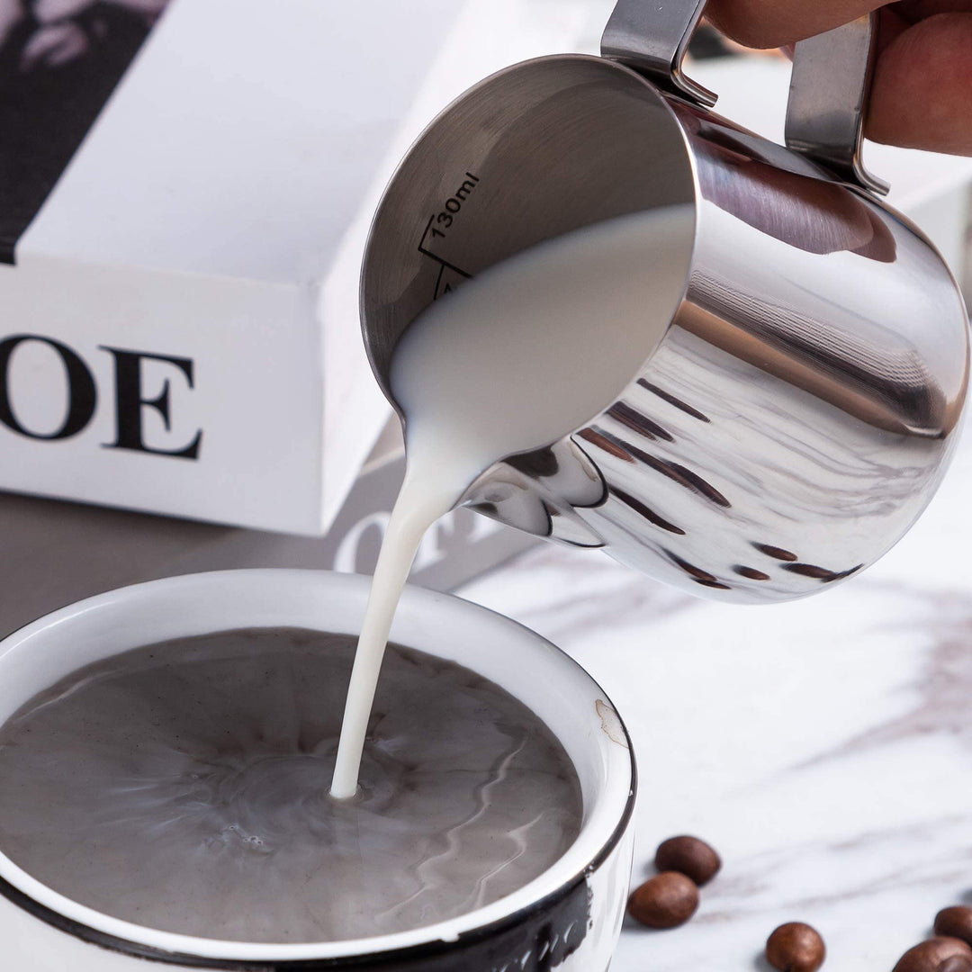 Espresso Milk Frothing Pitcher Stainless Steel 150ml/5oz Frothing Pitcher Espresso Coffee Barista Craft Latte Cappuccino Milk Creamer Frother Jug
