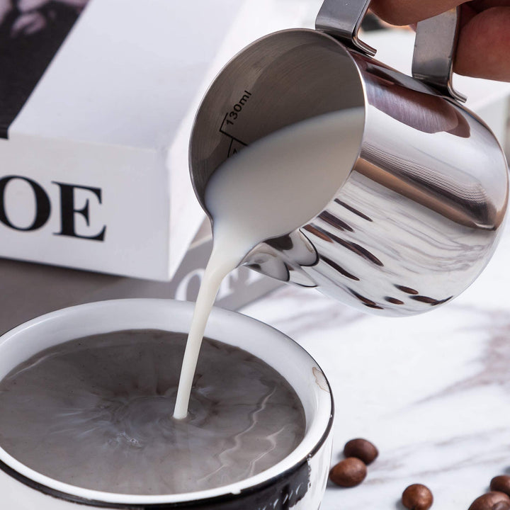 Espresso Milk Frothing Pitcher Stainless Steel 150ml/5oz Frothing Pitcher Espresso Coffee Barista Craft Latte Cappuccino Milk Creamer Frother Jug