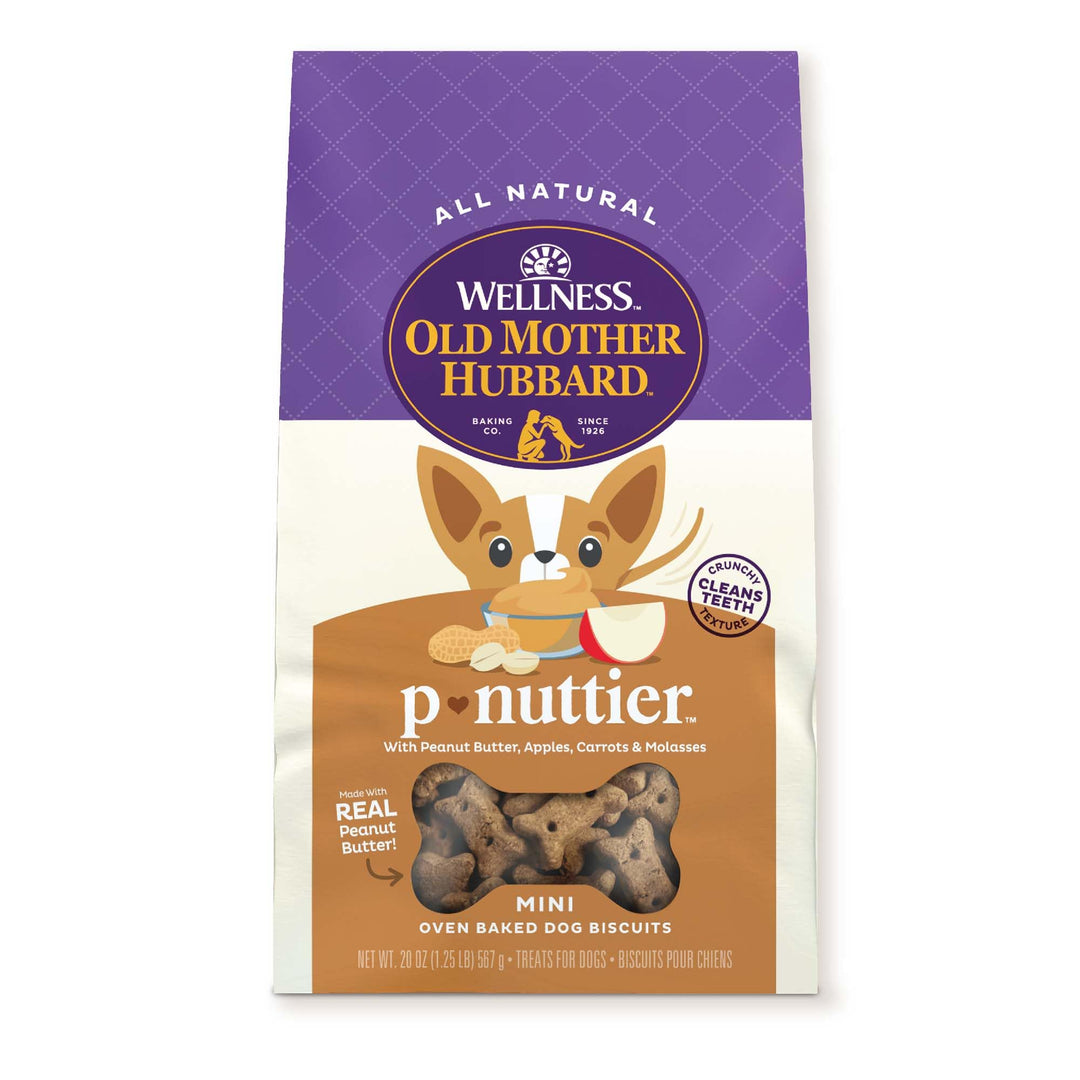 by Wellness Classic P-Nuttier Natural Dog Treats, Crunchy Oven-Baked Biscuits, Ideal for Training, Mini Size, 20 ounce bag,(Packaging may vary)