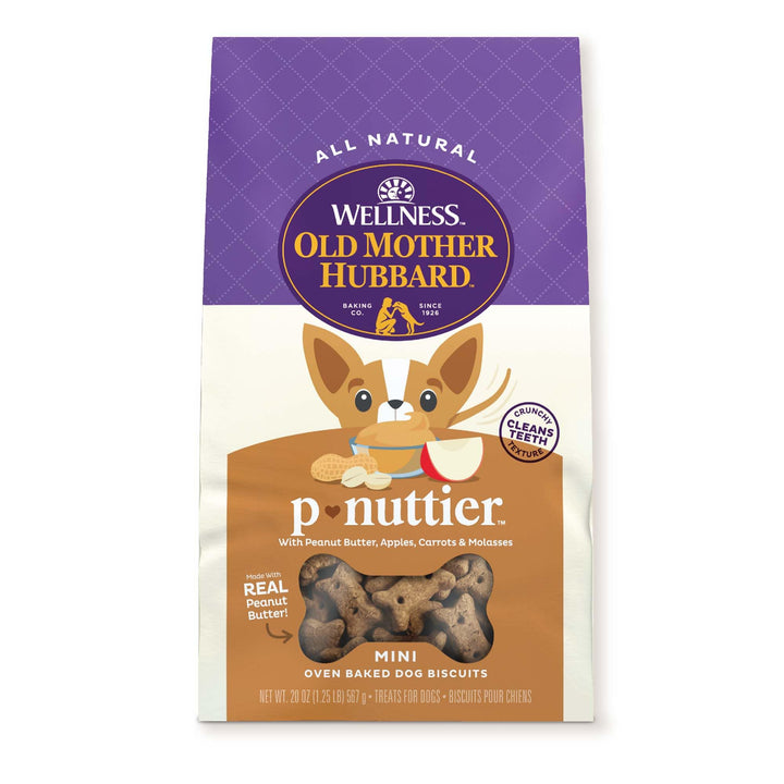 by Wellness Classic P-Nuttier Natural Dog Treats, Crunchy Oven-Baked Biscuits, Ideal for Training, Mini Size, 20 ounce bag,(Packaging may vary)
