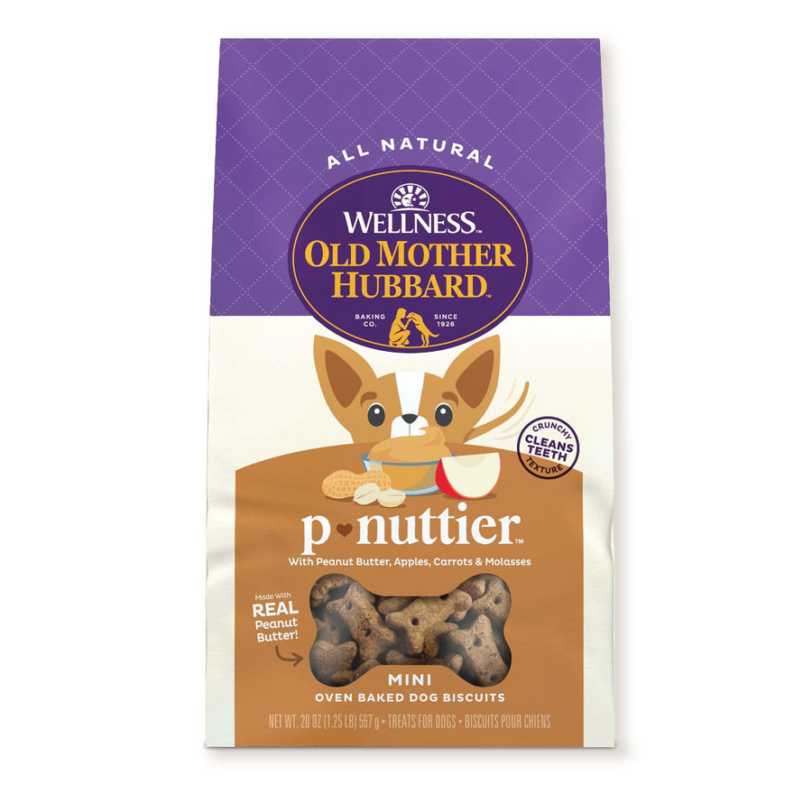 by Wellness Classic P-Nuttier Natural Dog Treats, Crunchy Oven-Baked Biscuits, Ideal for Training, Mini Size, 20 ounce bag,(Packaging may vary)