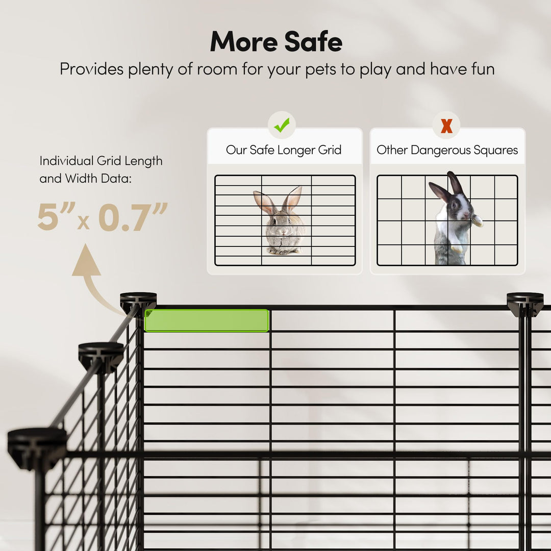 Pet Playpen, Dog Puppy Cat Pen, Small Animal Cage Indoor Portable Metal Wire Yard Fence for Small Animals, Guinea Pigs, Rabbits Kennel Crate Fence Tent Black 15 X 12 Inches (28 Panels)