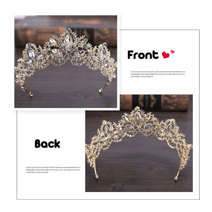 Wedding Hair Accessories Bride Crowns Flower Queen Tiaras Headpiece for Women (Gold)