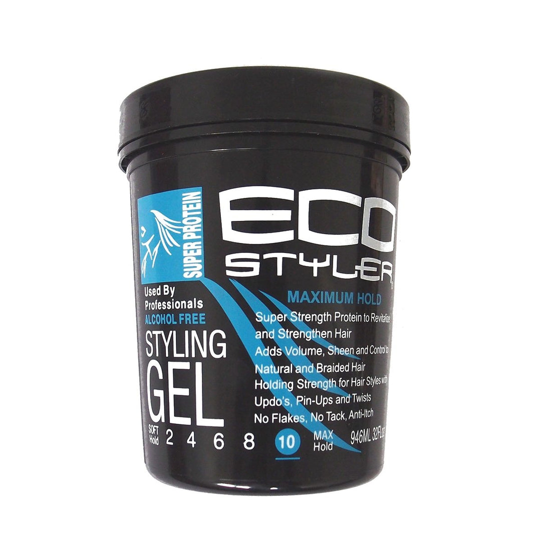 Ecoco Gel - Regular Super Protein - Provides Gravity Defying Hold And Long Lasting Shine - Helps Maintain Healthy Hair - Perfect For Pin-Ups And Twist - For All Hair Types - 32 Oz