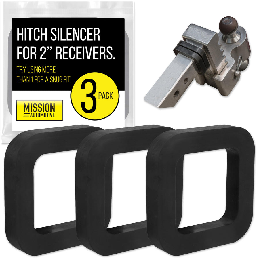 3 Pack Silencer Pads for 2 Inch Ball Mounts - Reduce Rattle and Noise Between Receivers and Tow Hitches - Fits Any Trailer Hitch Receiver