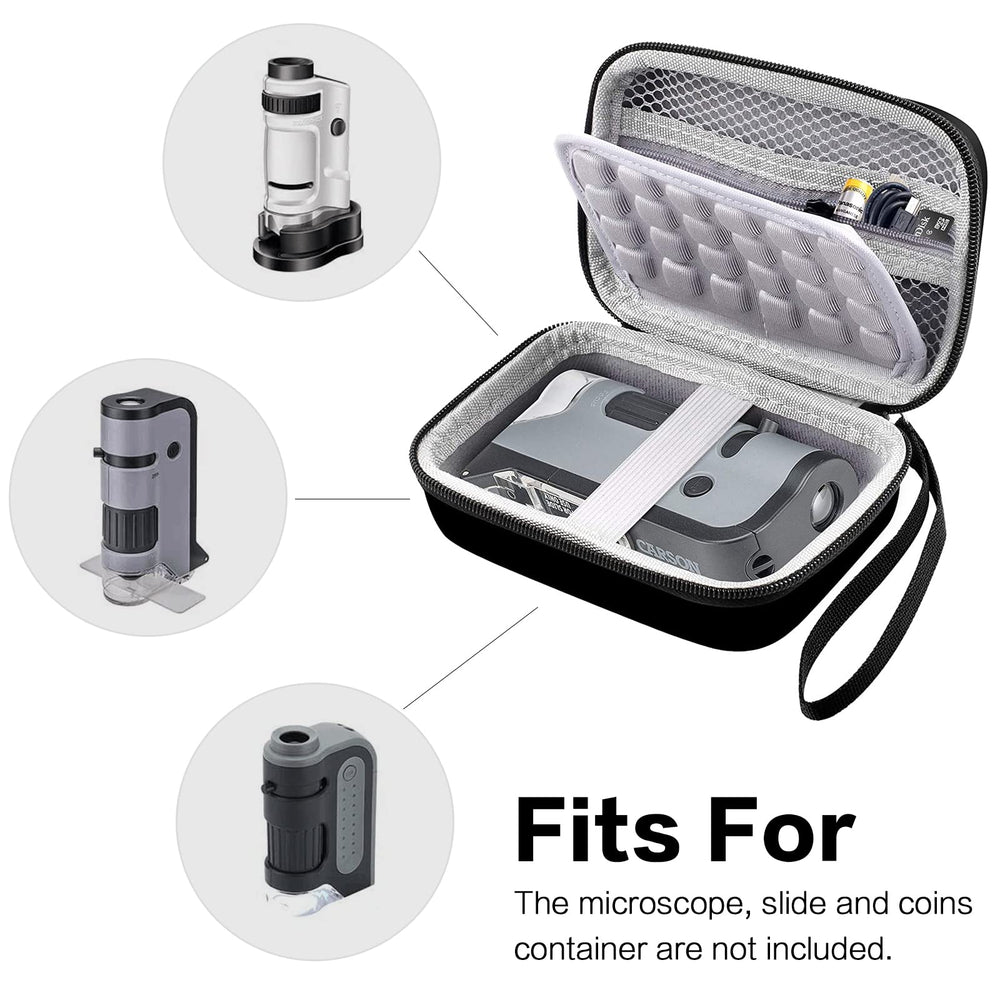 Microscope Case Compatible with Carson MicroFlip 100x-250x/ for Carson MicroBrite Plus 60x-120x LED Lighted Pocket Microscope, Portable Handheld Microscopes Storage Holder Box -Black (Case Only)