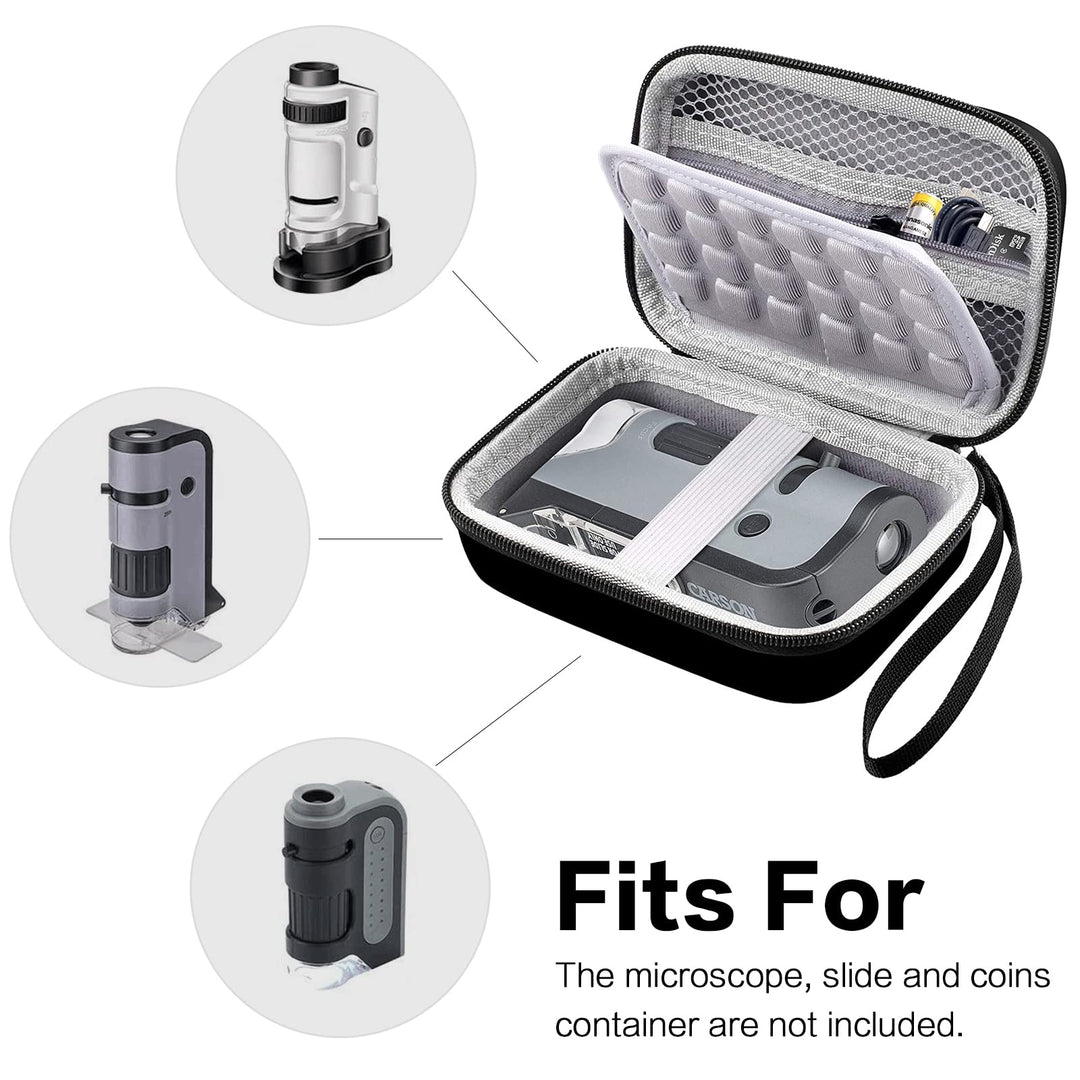 Microscope Case Compatible with Carson MicroFlip 100x-250x/ for Carson MicroBrite Plus 60x-120x LED Lighted Pocket Microscope, Portable Handheld Microscopes Storage Holder Box -Black (Case Only)