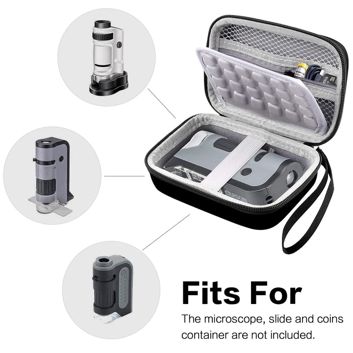 Microscope Case Compatible with Carson MicroFlip 100x-250x/ for Carson MicroBrite Plus 60x-120x LED Lighted Pocket Microscope, Portable Handheld Microscopes Storage Holder Box -Black (Case Only)