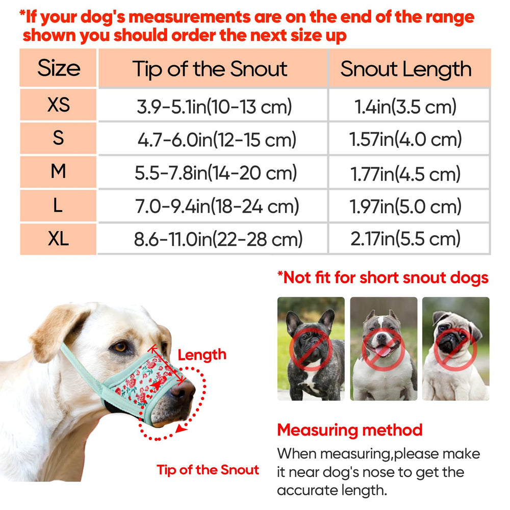 Dog Muzzle,Soft Nylon Print Muzzle Air Mesh Breathable Adjustable Loop Pattern Pets Muzzles for Small Medium Large Dogs,Stop Biting Barking and Chewing Cyan Flower X-Small