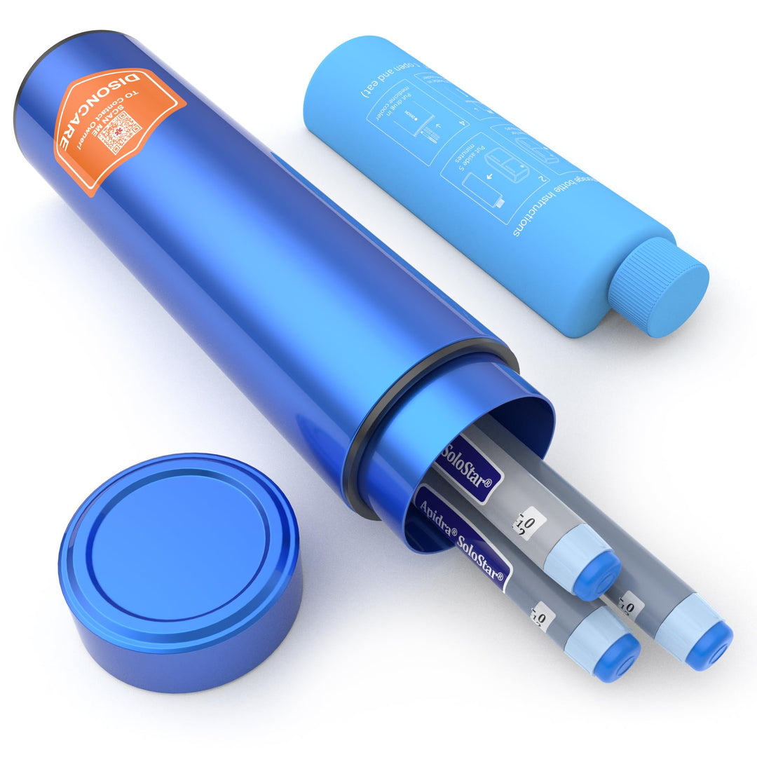 Odyssey 60H 3 Insulin Pens Cooler Travel Case Medication Cooler for Travel TSA Approved Diabetic Insulina EpiPen Carry Case Medicine Travel Cooler Bag Ice Pack with Medical Alert Tag(Blue)