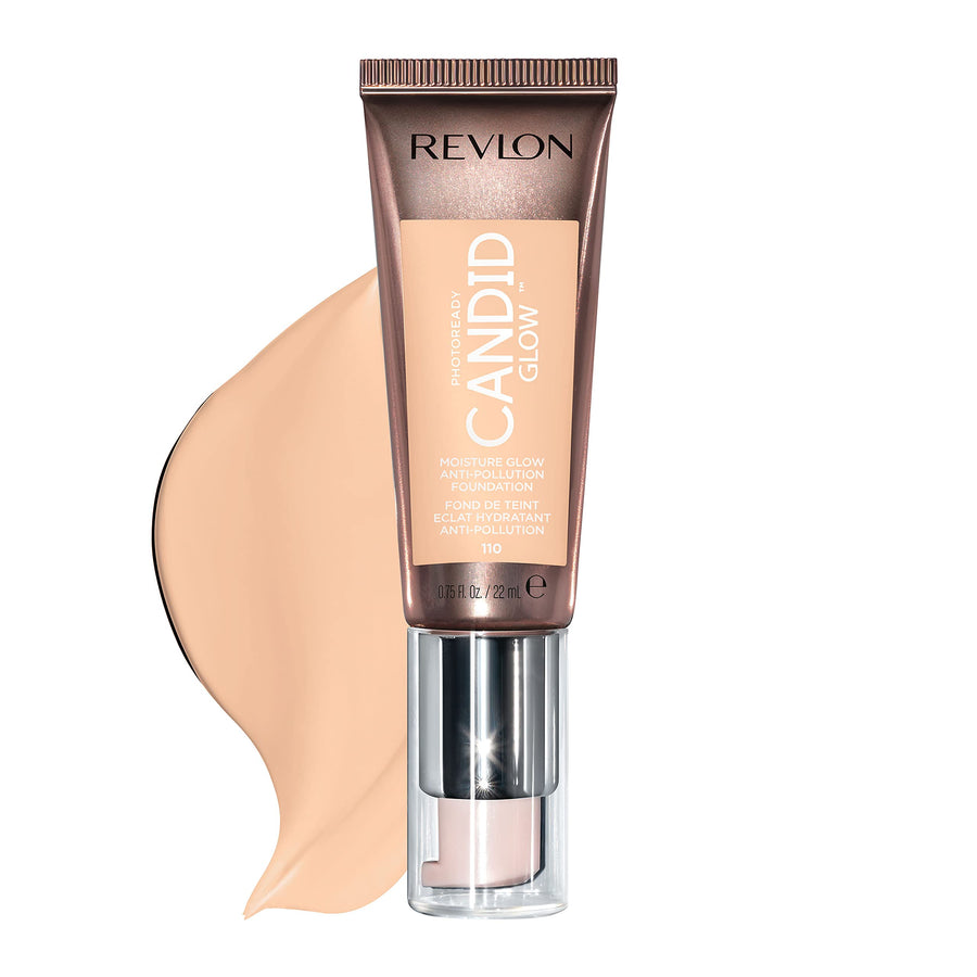 Revlon PhotoReady Candid Glow Moisture Glow Anti-Pollution Foundation with Vitamin E and Prickly Pear Oil, Anti-Blue Light Ingredients, without Parabens, Pthalates, and Fragrances, Porcelain, 0.75 oz