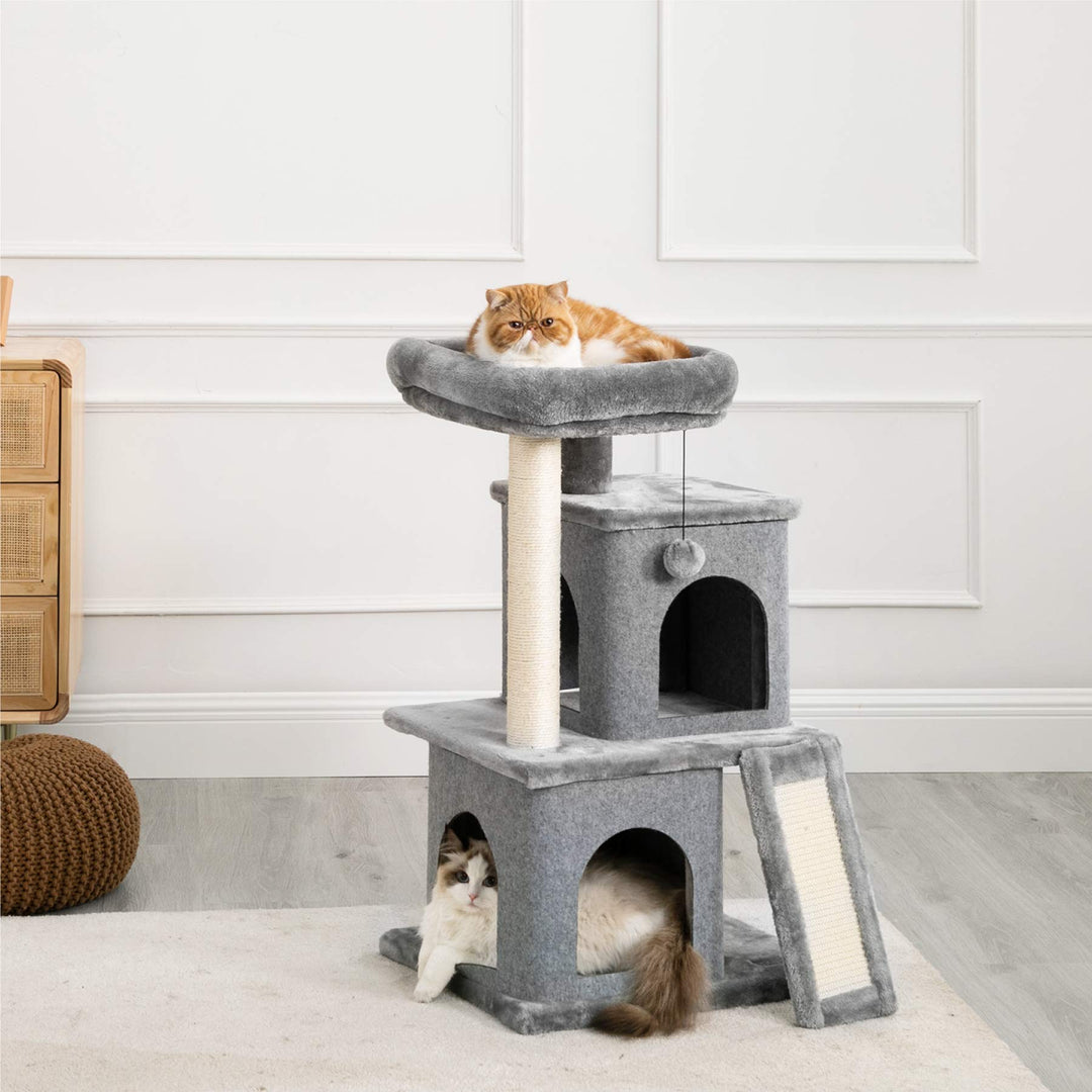 Lesure Cat Tree for Large Cat - Cat Tower for Indoor Cats with Scratching Post and Platform, Multi-Level Pet Play House Stable Kitty Furniture, 34 inches Tall, Grey
