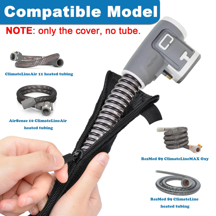 CPAP Hose Cover 6ft 4in Fit Resmed ClimateLineAir 10 11 Heated Tubing, Full-Length Zippered CPAP Tube Cover, Soft Cpap Tube Sleeve Wrap - Keep Deep Sleep, Cats Proof, Prevent Condensation