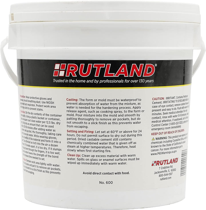 Rutland Castable Refractory Cement, High Temp Fireplace & Woodstove Fire Cement, Taupe, 12.5 Pound