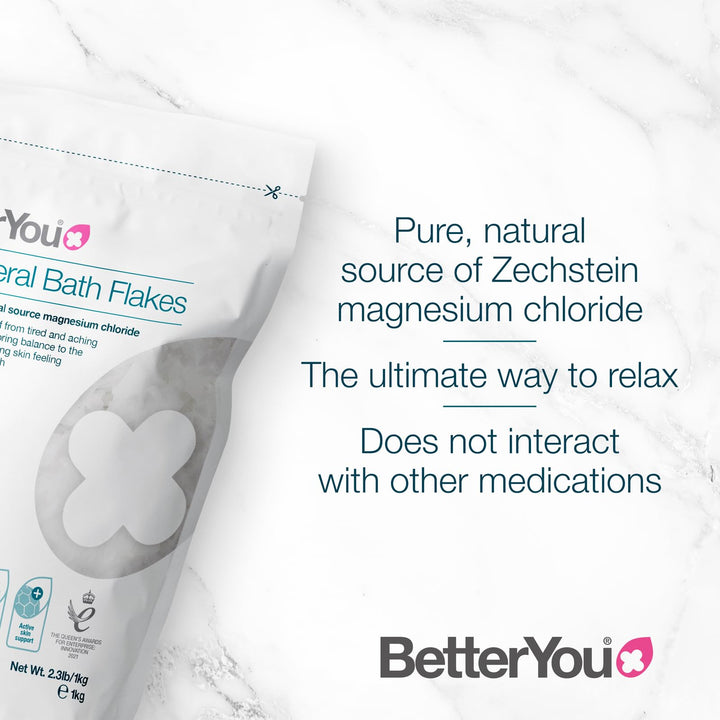 Magnesium Mineral Bath Flakes - Mineral Bath Salts With Magnesium Chloride - Foot Bath or Body Bath Soak - Safe On Sensitive Skin - 2.3 lb