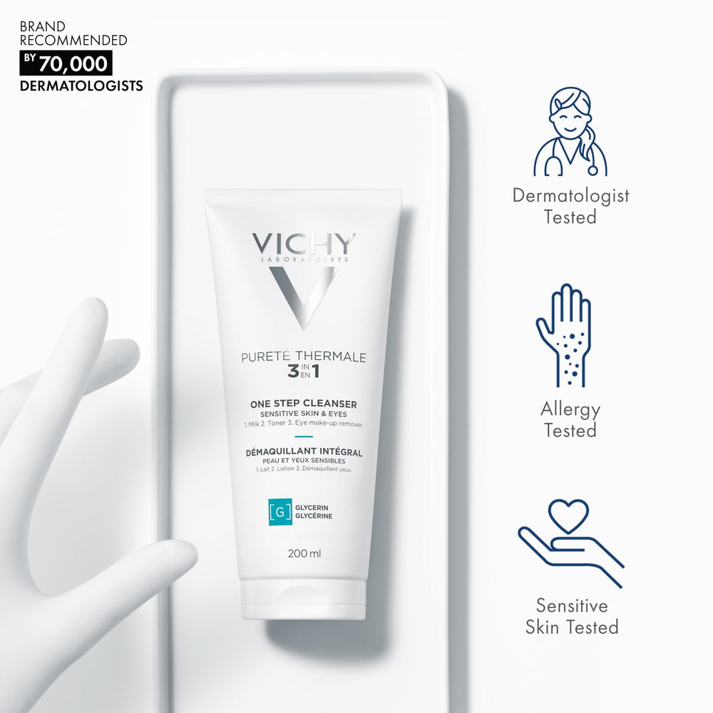 Pureté Thermale One Step Cleanser | Face Wash + Toner + Makeup Remover | No Rinse Required | Gentle Eye Makeup Remover | Suitable For Sensitive Skin & Contact Lenses | Non-Oily | Alcohol Free
