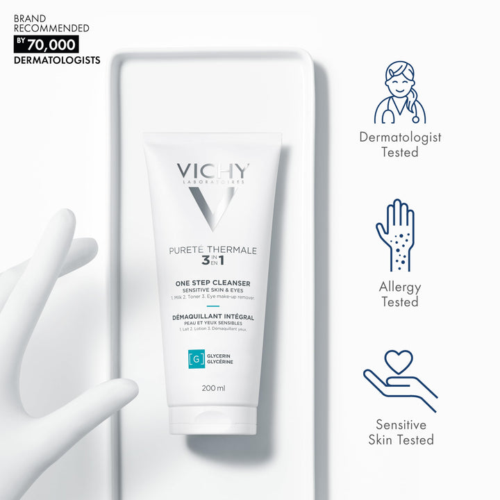 Pureté Thermale One Step Cleanser | Face Wash + Toner + Makeup Remover | No Rinse Required | Gentle Eye Makeup Remover | Suitable For Sensitive Skin & Contact Lenses | Non-Oily | Alcohol Free