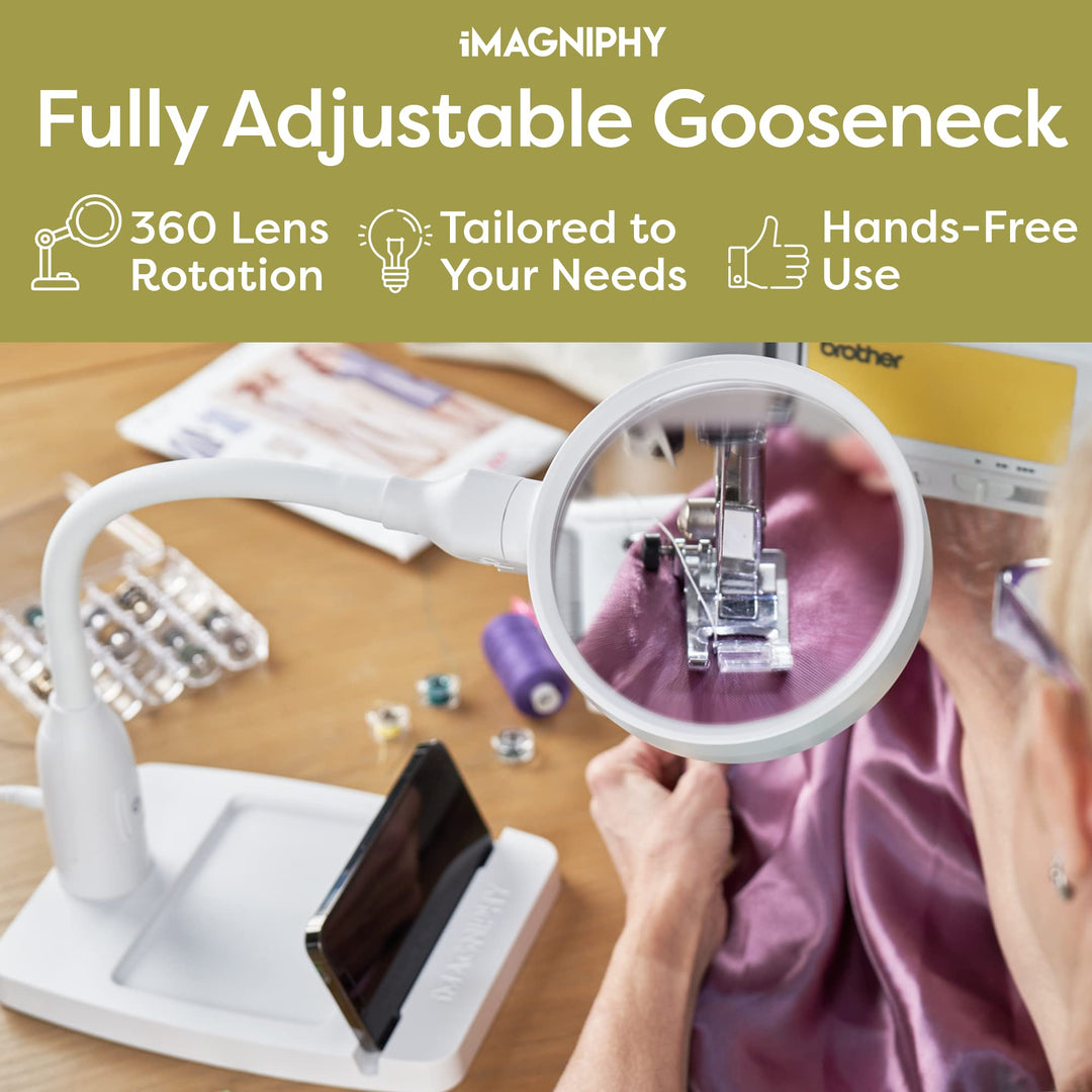 8X Desk Magnifier with Light- Desktop Magnifying Glass with Light and Stand- Great to Repair Tech Gadgets & Hands-Free Reading, Crafts- Magnifying Desk Lamp with 6 LED Lights & Sturdy Base