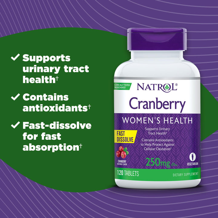 Cranberry Fast Dissolve Tablets, 250mg, Cranberry, 120 Count