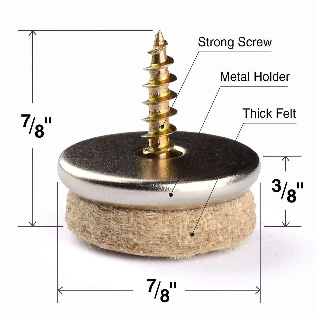 Screw-On Felt Pads – 24 Felt Chair Pads for Hardwood Floors 0.8 – Premium Chair Glides – Beige Floor Protectors for Furniture Legs – The Best Furniture Sliders for Hardwood Floors