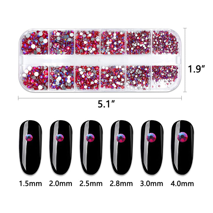 2880 Pcs Pink Nail Rhinestones For Nails Mix Sized Red AB And Pink Rhinestones Gems For Nails Nail Diamonds Rhinestones Red Nail Crystals Nail Diamonds For Acrylic Nails Charms For Make Up