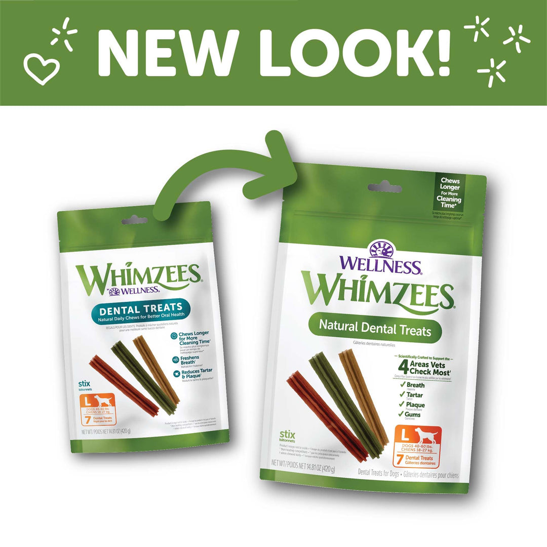 Wellness Stix Dog Dental Treats, Natural Chews, Large Size Stick, (7 Count)