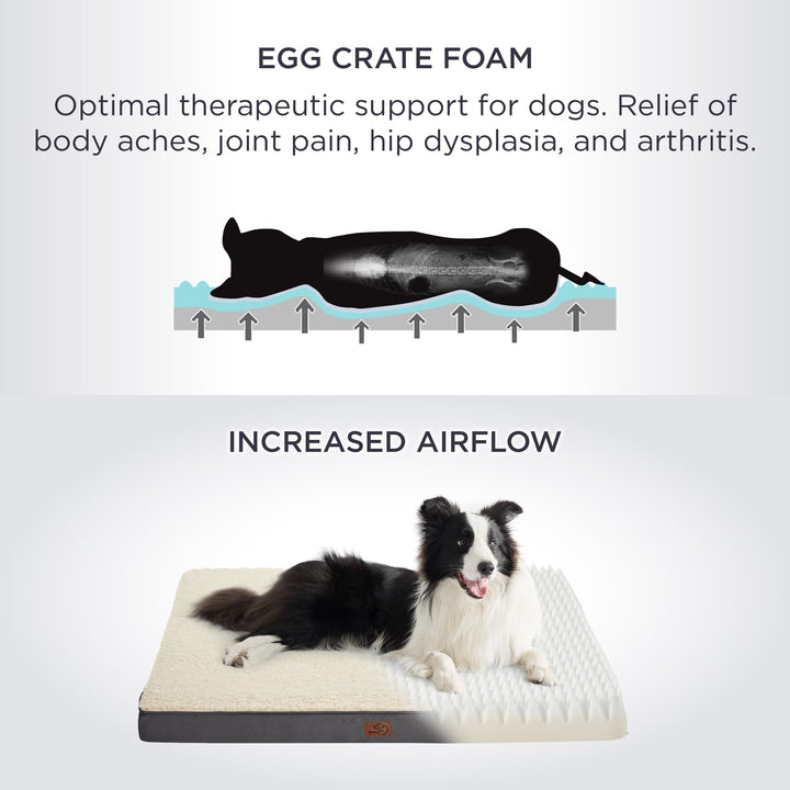 Dog Beds Large Sized Dog - Extra-Large Orthopedic Waterproof Puppy Bed with Removable Washable Cover, Egg Crate Foam Pet Mat, Suitable for Pet Up to 100 lbs