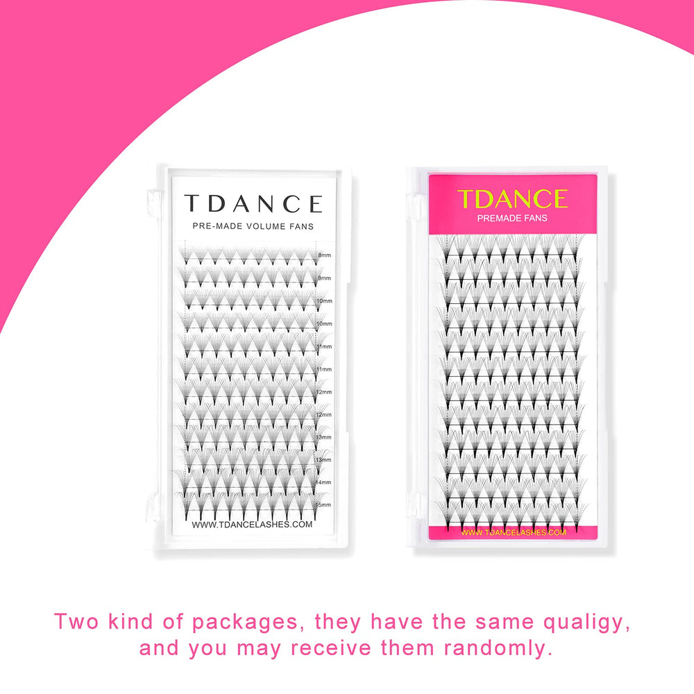 TDANCE Eyelash Extensions 9D Superior Lash Extensions Premade Fans Russion Volume Fans D Curl 0.07 Thickness Middle Stem 13mm Mixed Length(Middle Stem,9D-0.07-D,13mm)