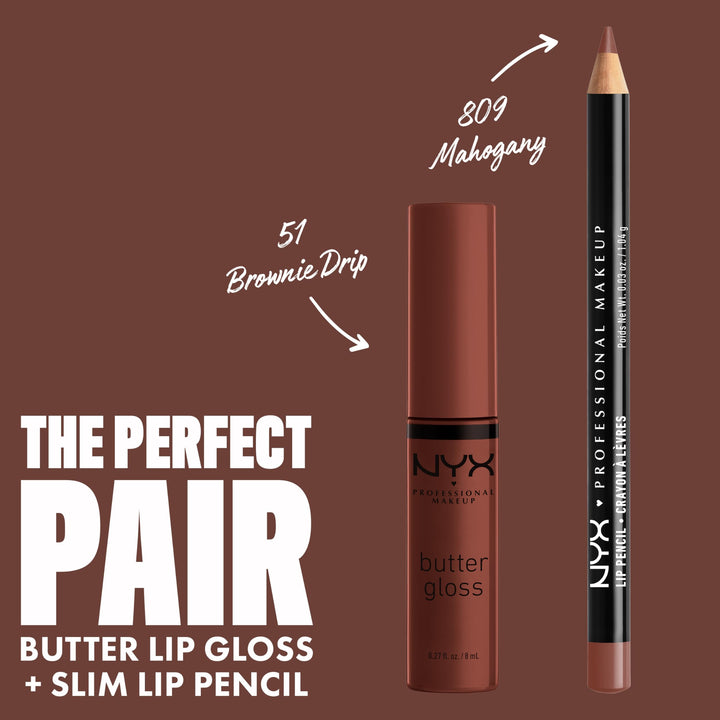 PROFESSIONAL MAKEUP Butter Gloss Brown Sugar, Non-Sticky Lip Gloss - Brownie Drip (Deep Brown)