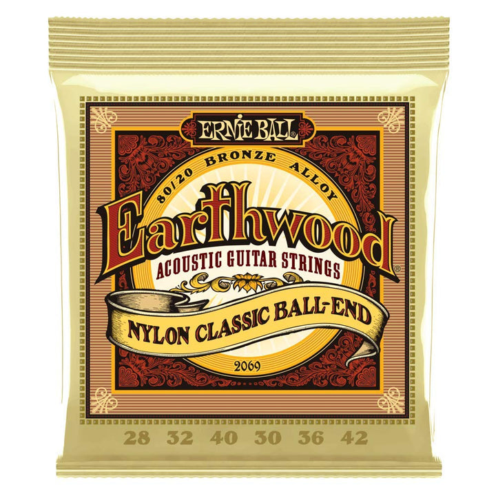 Folk Nylon Clear & Gold Ball-End 80/20 Bronze Acoustic Guitar Strings, 28-42 Gauge (P02069)