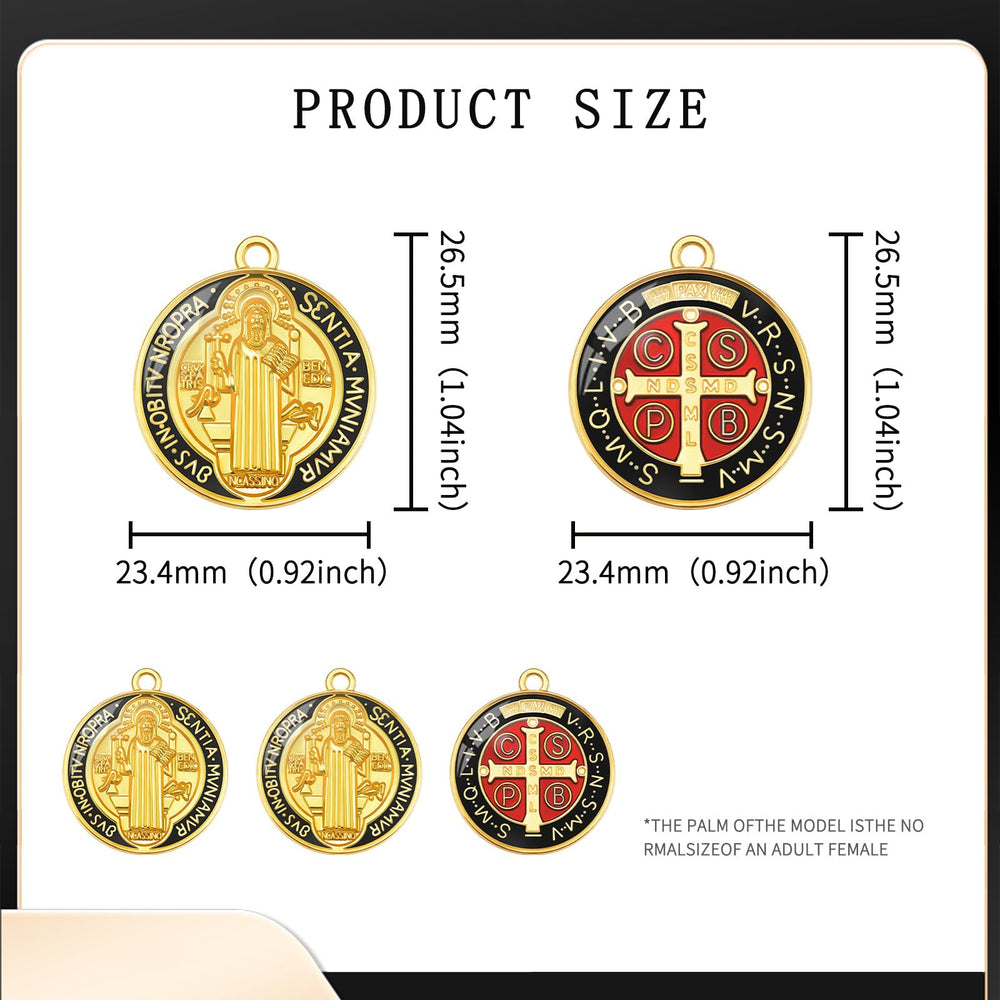 10Pcs Colourful Enamel Jesus Cross Saint Benedict Medal Charms Alloy Pendants For DIY Religious Gifts Jewelry Making Bracelet Necklace Bag Decor