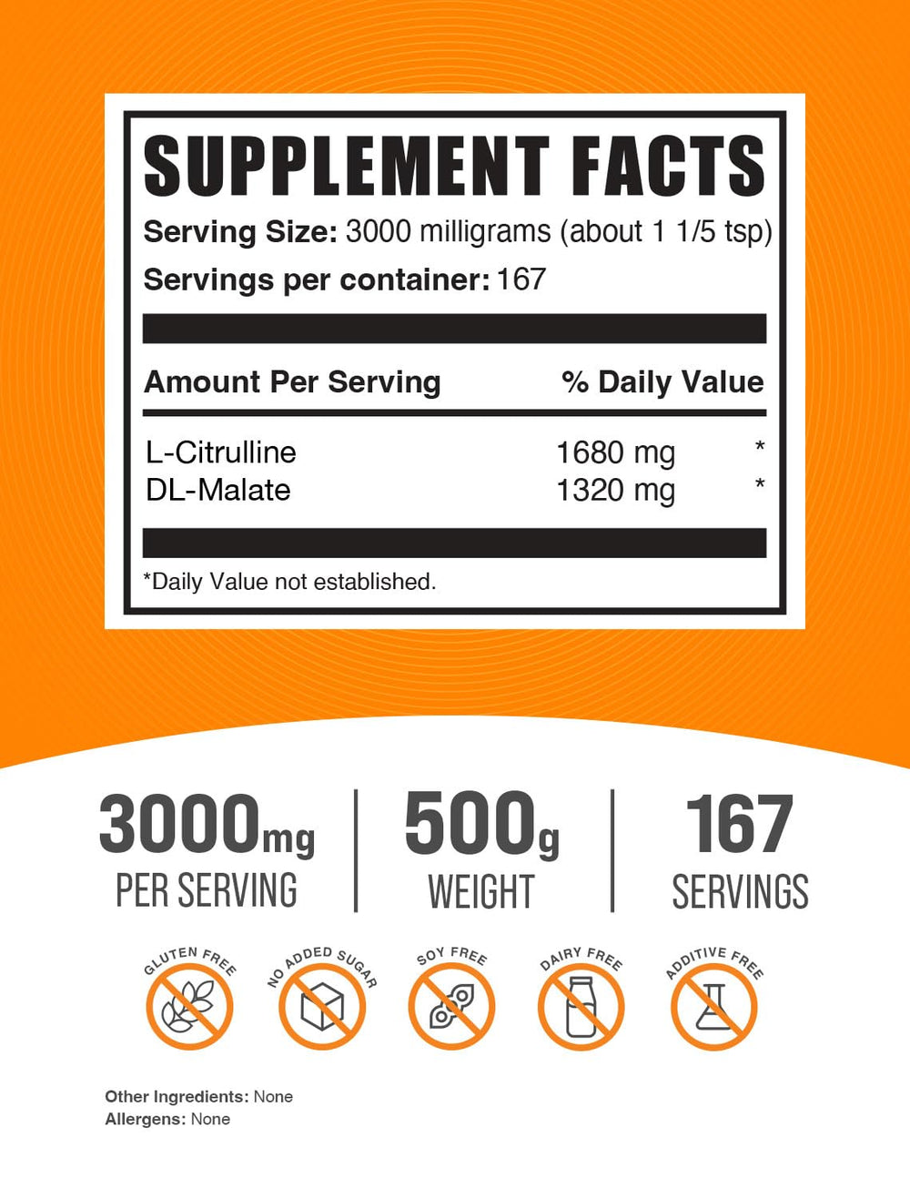 Pure L-Citrulline DL-Malate 1:1 Powder (500 g)