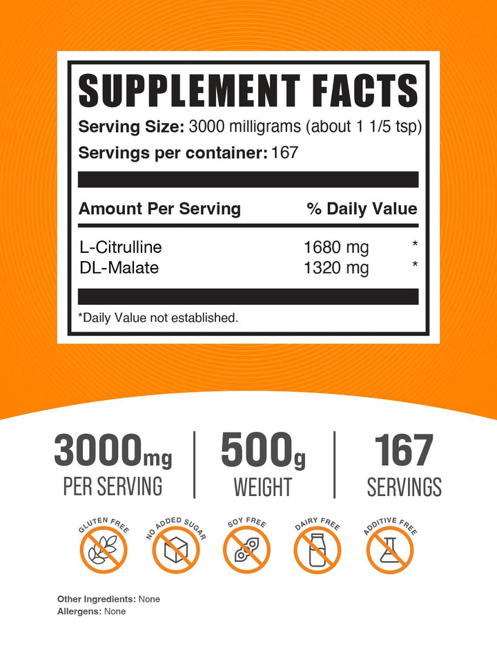 Pure L-Citrulline DL-Malate 1:1 Powder (500 g)
