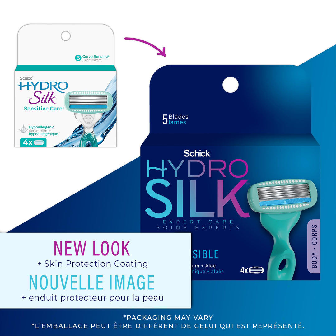 Women's Razor Blade Refills, Hydro Silk 5 Sensitive Care, 4 Count (Packaging May Vary)