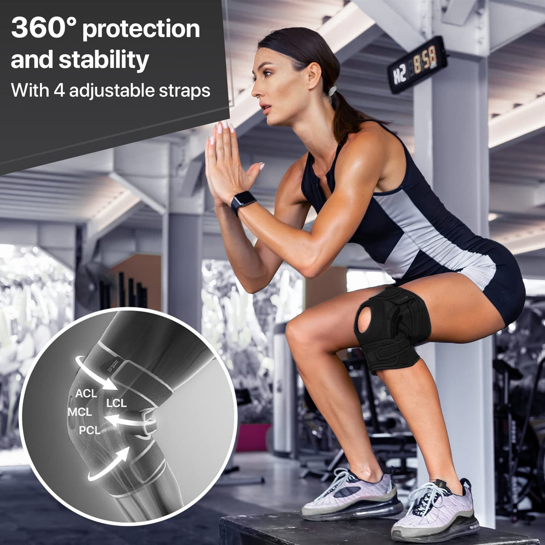 ELITE Knee Brace with Side Stabilizers & Patella Gel Pads for Maximum Knee Pain Support and fast recovery for men and women-Please Check How To Size Video (Pluto, XX-Large)