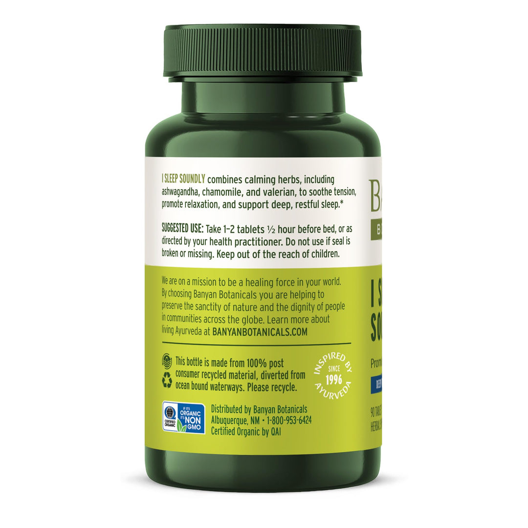 I Sleep Soundly – Organic Herbal Sleep Supplement with Ashwagandha, Eclipta, and Chamomile – 90 Tablets – Non-GMO Sustainably Sourced Vegan