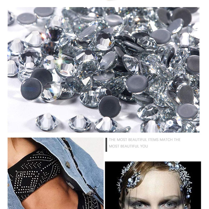 2400 Pieces Mixed Size Crystal Clear Hotfix Rhinestones, Hot Fix Crystals for Crafts Clothing, Flatback Glass Gems for Dance Costumes SS6 SS10 SS16 SS20 SS30