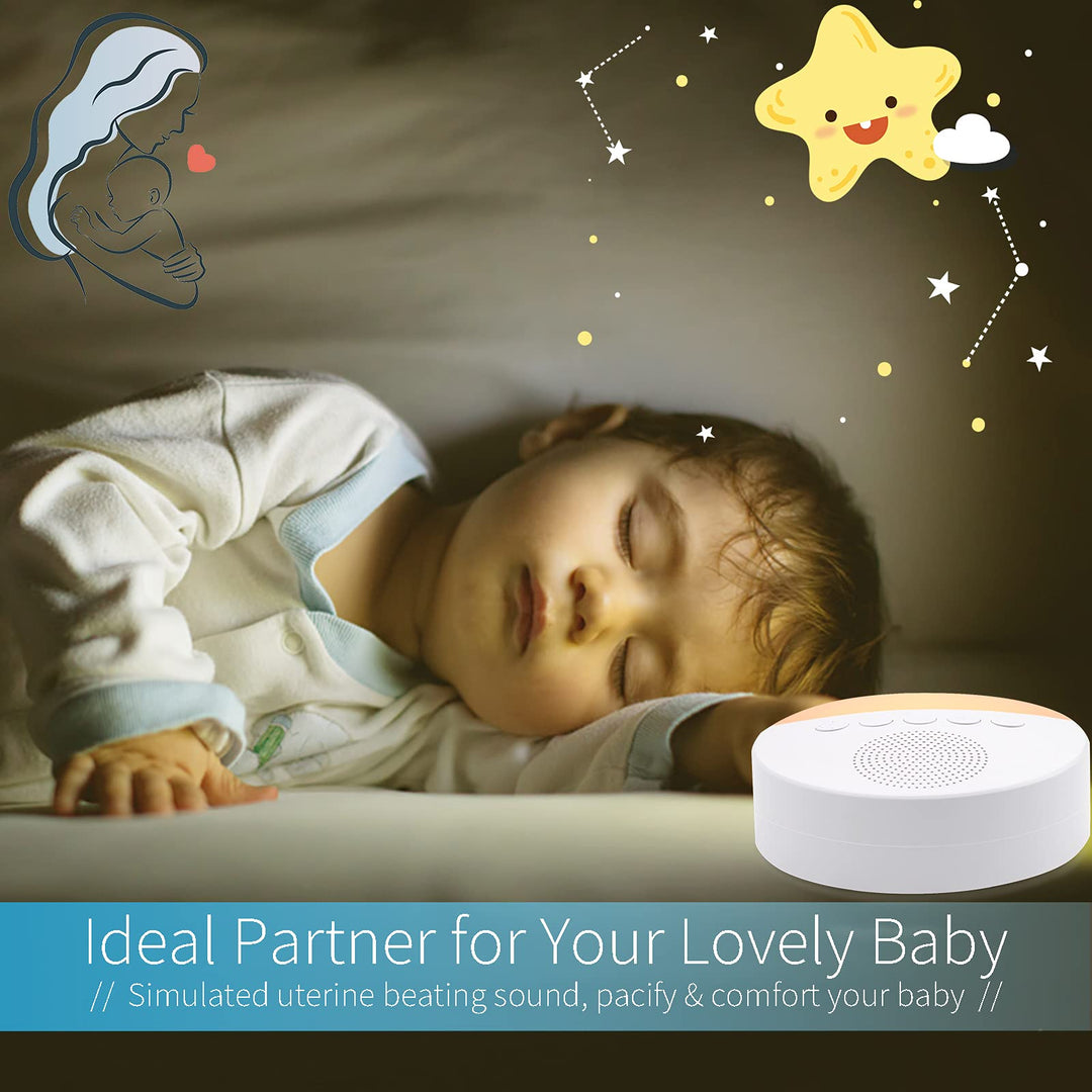 White Noise Machine with Adjustable Warm Night Light for Sleeping, 20 High Fidelity Sleep Machine Soundtracks, Timer and Memory Feature, Sound Machine for Baby, Adults, Home and Office