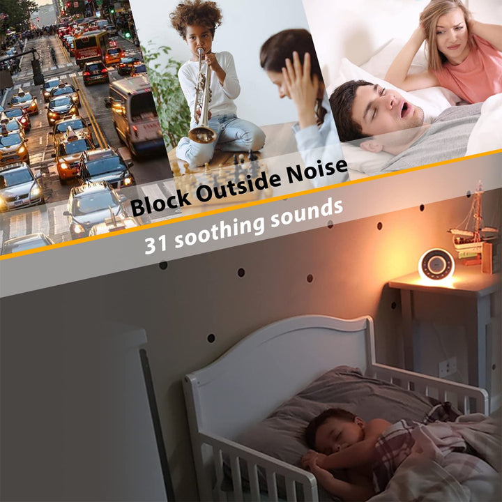 R2 White Noise Sound Machine for Baby Sleep and Nursery Night Light, 31 Natural Soothing Sounds for Sleeping, White/Pink/Brown Noise, Sound Machine with Light for Adults, Kids
