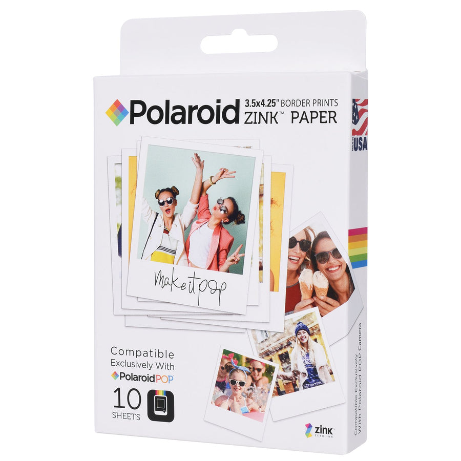 Zink 3.5 x 4.25 inch Premium Zink Border Print Photo Paper (10 Sheets) Compatible with POP Instant Camera & 3x4 Printer