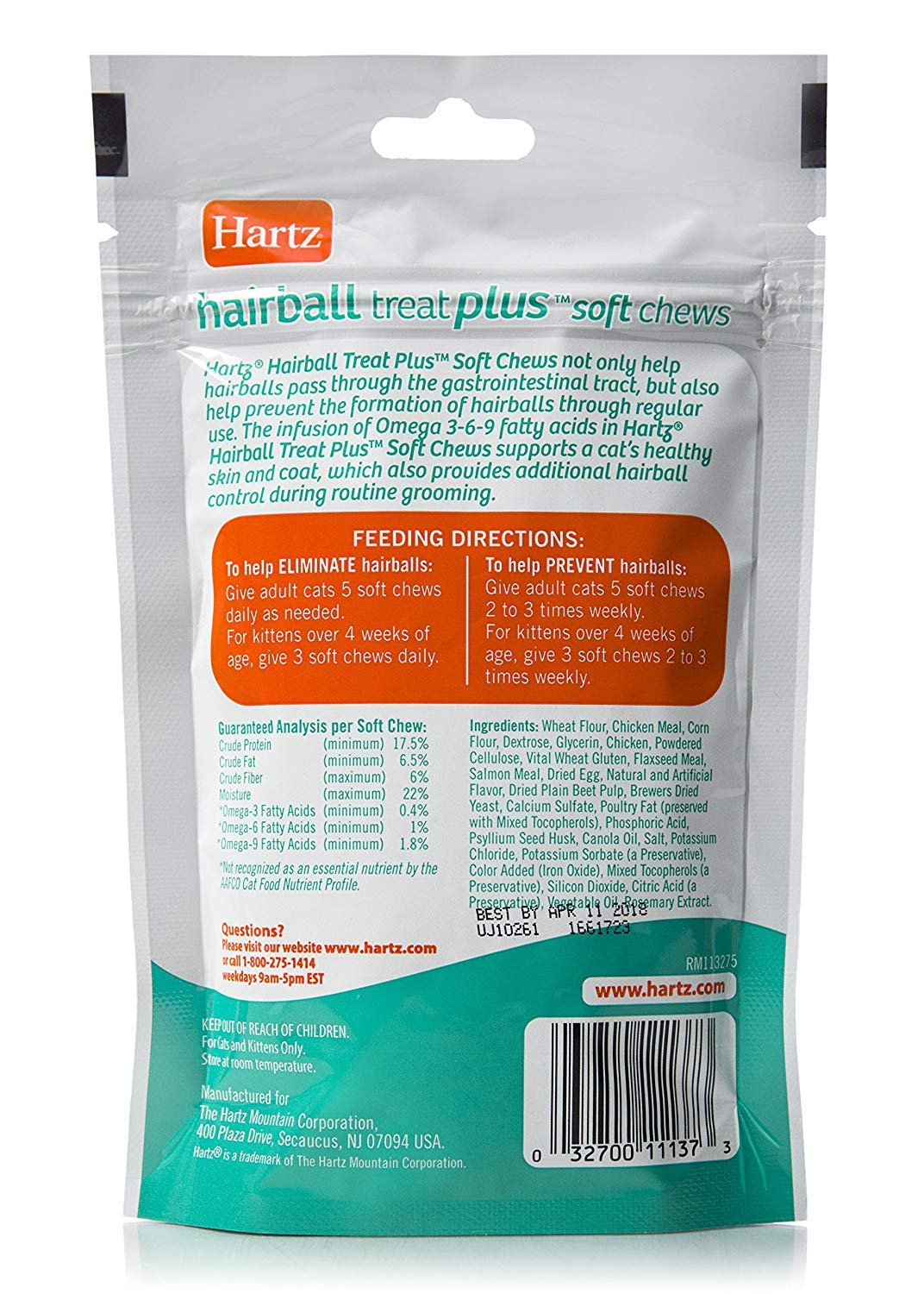 Hairball Remedy Plus Chicken Flavored Soft Chews for Cats and Kittens