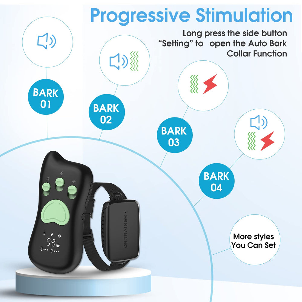 B1sPro Bark Collar APP&Watch Control, IP68 Waterproof Dog Training Collar with Smart Progressive Correction & Barking Report & Custom Sound, 0~99 Static Level Rechargeable Anti Bark Collar