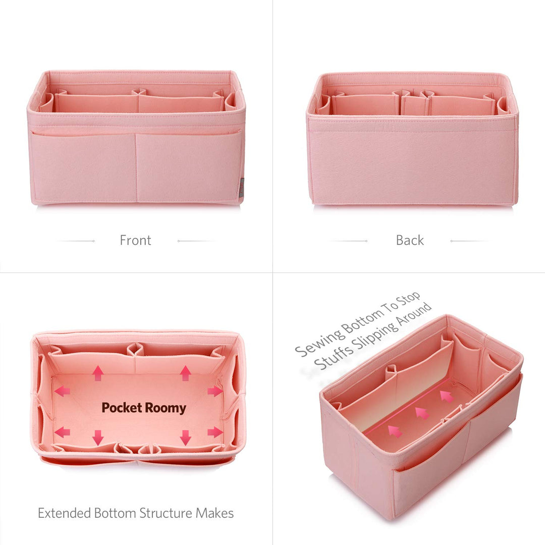 Felt Purse Organizer, Multi Pocket Bag in Bag Organizer For Tote & Handbag Shaper, Speedy 30, Speedy 35 and Speedy 40 (X-large, Brush Pink)