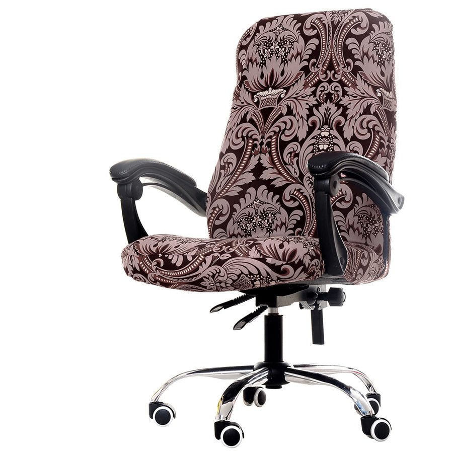 Black Office Chair Covers, Stretch Computer Chair Cover Universal Boss Chair Covers Modern Simplism Style High Back Chair Slipcover (Black, Large)